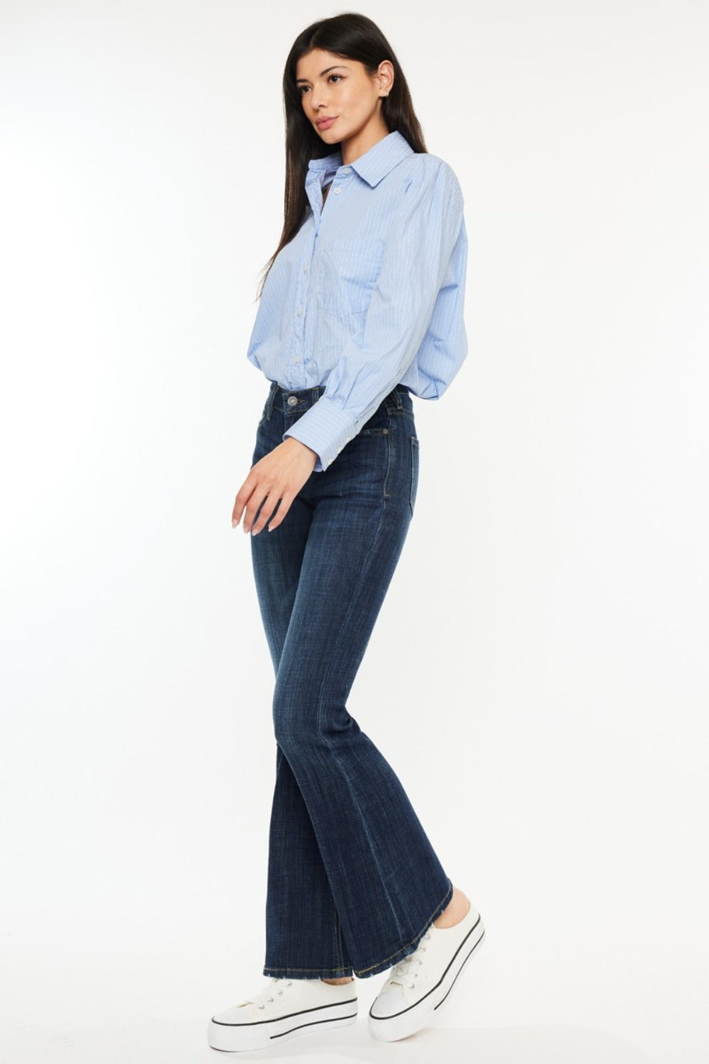 Kancan PETITE Full Size Mid Rise Flare Jeans