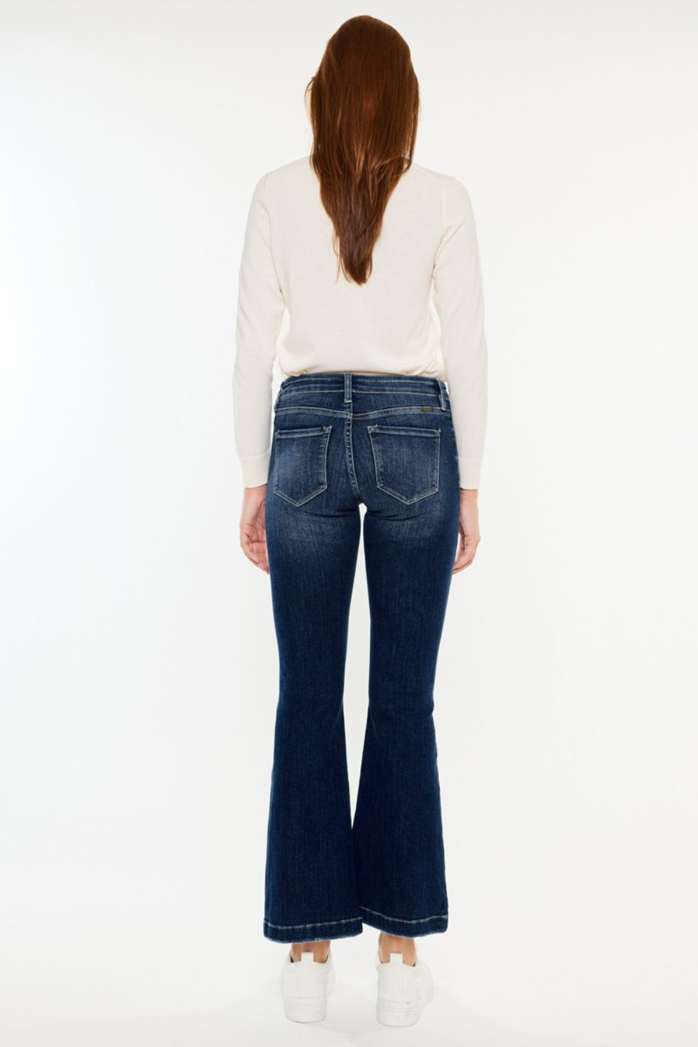 Kancan PETITE Mid Rise Button Fly Flare Jeans