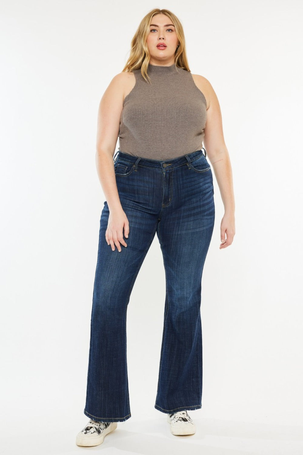 Kancan PETITE Full Size Mid Rise Flare Jeans