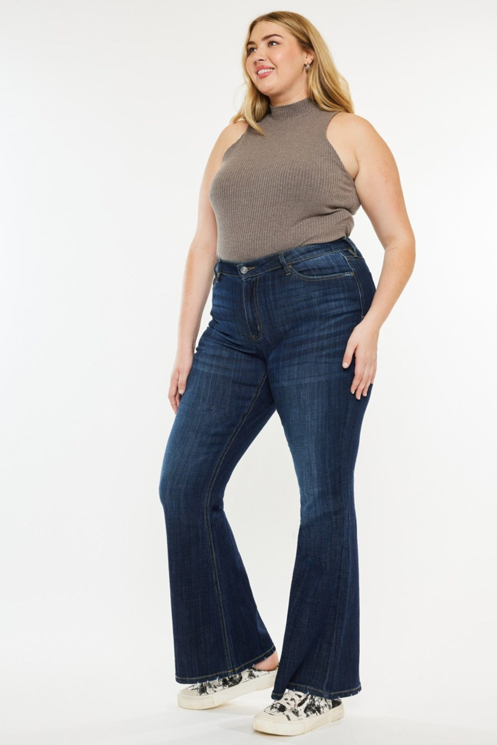 Kancan PETITE Full Size Mid Rise Flare Jeans