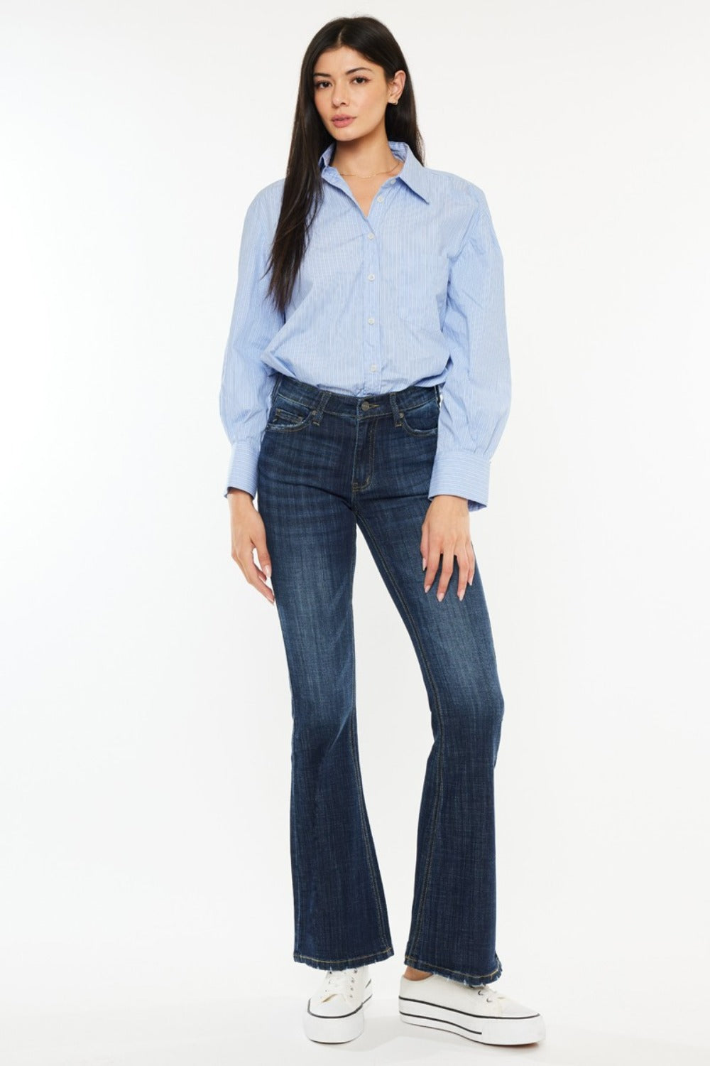 Kancan PETITE Full Size Mid Rise Flare Jeans